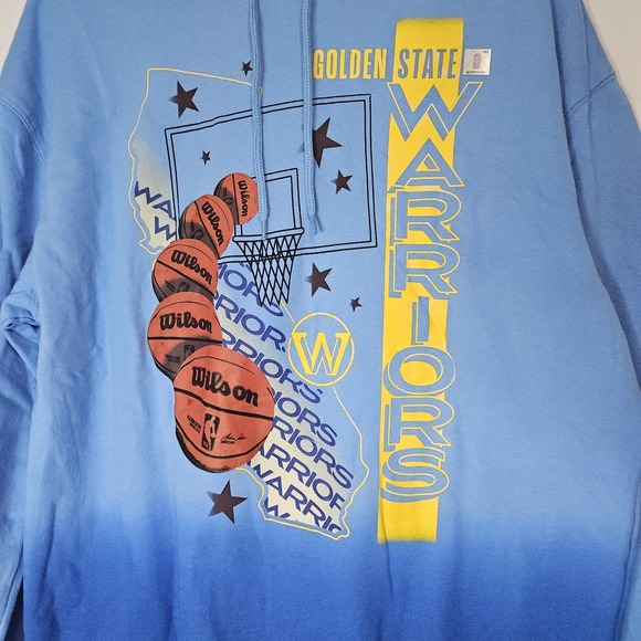 Golden State Warriors‎ Blue Hoodie Size M NWT NBA Sweatshirt Retro Streetwear - Picture 3 of 7